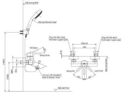 Củ Sen Tắm TOTO TBS01302V Nóng Lạnh