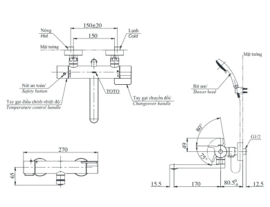 Củ Sen Tắm TOTO TBV03427V Nhiệt Độ