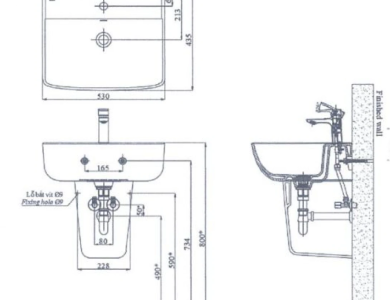 Lavabo Inax AL-312V/L-298VC Treo Tường Chân Ngắn Aqua Ceramic