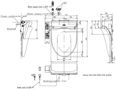 Nắp Rửa Điện Tử Washlet TOTO TCF23710AAA (W18) C2 Simple 220V