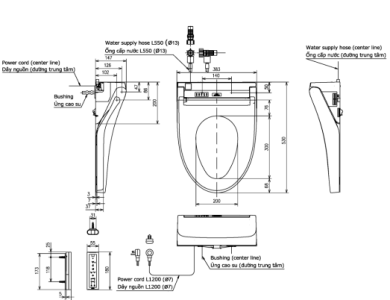 Nắp Rửa Điện Tử Washlet TOTO TCF24460AAA (W15) Giấu Dây