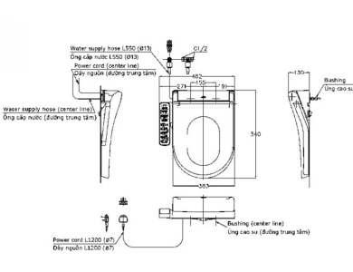 Nắp Rửa Điện Tử Washlet TOTO TCF33320GAA S2 Chữ D