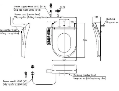 Nắp Rửa Điện Tử Washlet TOTO TCF33370GAA Giấu Dây S2