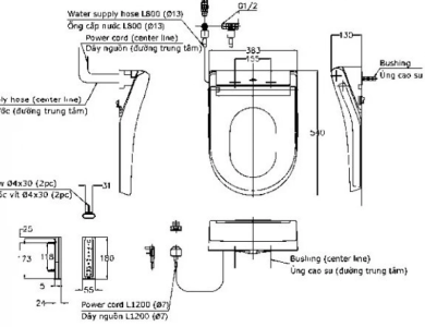 Nắp Rửa Điện Tử Washlet TOTO TCF34570GAA Giấu Dây S5