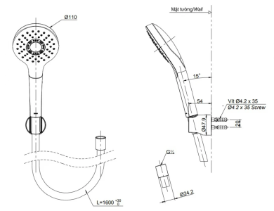 Tay Sen TOTO TBW01008V 1 Chế Độ