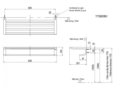Thanh Treo Khăn TOTO YTS903BV Hai Tầng