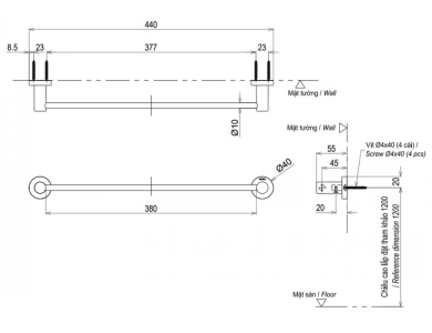 Thanh Vắt Khăn TOTO YT406S4RV