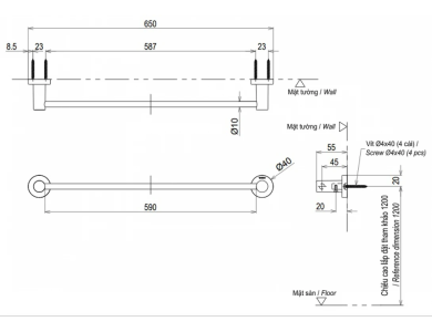Thanh Vắt Khăn TOTO YT406S6RV