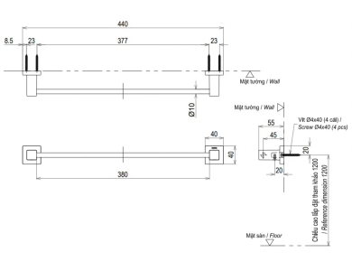 Thanh Vắt Khăn TOTO YT408S4RV