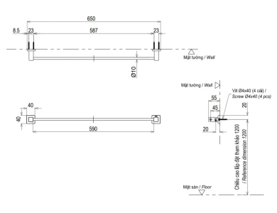 Thanh Vắt Khăn TOTO YT408S6RV