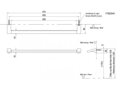 Thanh Vắt Khăn TOTO YT903S4V
