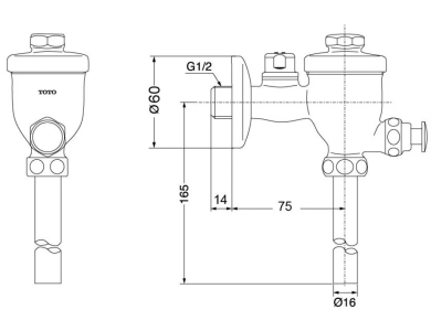 Van Xả Tiểu Nam TOTO DU601N Xả Nhấn