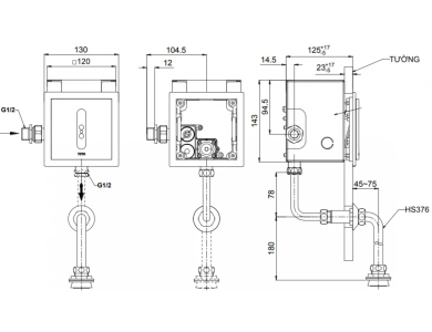 Van Xả Tiểu Nam TOTO TTUE602DN Cảm Ứng Dùng Pin Âm Tường Xả 3 Lít