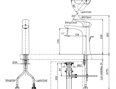 Vòi Lavabo TOTO TLG01304V Nóng Lạnh Cổ Cao Thân Vừa