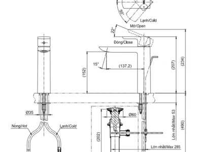 Vòi Lavabo TOTO TLG02304V Nóng Lạnh Thân Vừa
