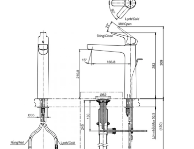 Vòi Lavabo TOTO TLG03305V Nóng Lạnh Thân Cao