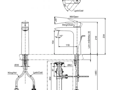 Vòi Lavabo TOTO TLG04304V Nóng Lạnh Thân Vừa