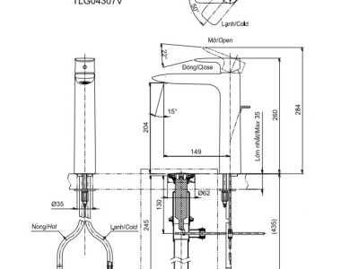 Vòi Lavabo TOTO TLG04307V Nóng Lạnh Thân Cao