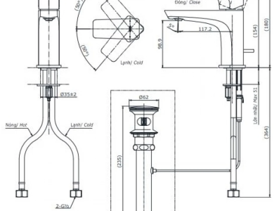 Vòi Lavabo TOTO TLG07301V Nóng Lạnh Thân Thấp
