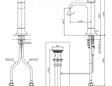 Vòi Lavabo TOTO TLG08303V Nóng Lạnh Cổ Cao Thân Vừa