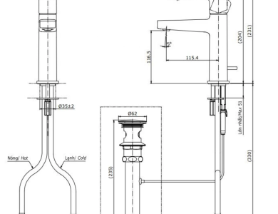 Vòi Lavabo TOTO TLG10301V Nóng Lạnh Thân Thấp