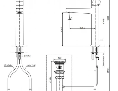 Vòi Lavabo TOTO TLG10303V Nóng Lạnh Cổ Cao Thân Vừa