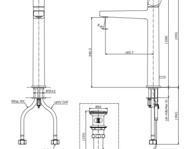Vòi Lavabo TOTO TLG10305V Nóng Lạnh Cổ Cao Thân Cao